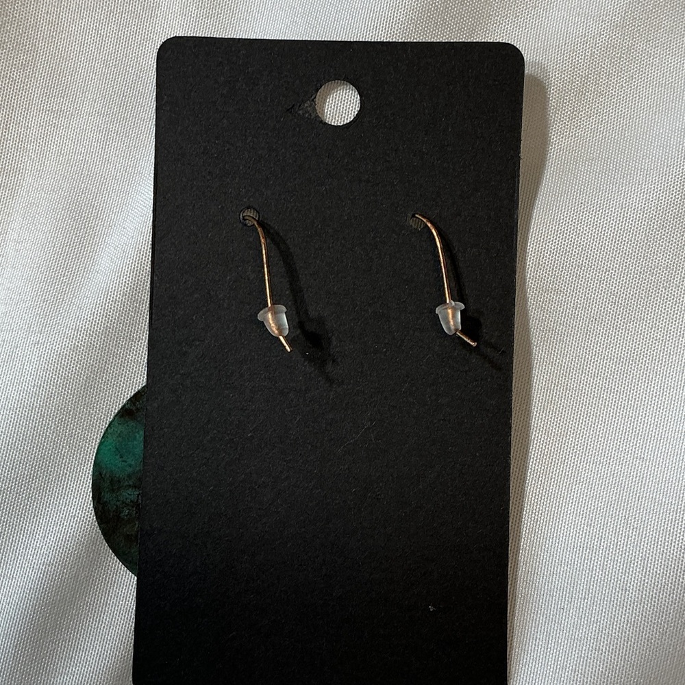 Turquoise and Brown Circular Drop Earrings - Bohemian Look - Lightweight - Picture 3 of 5